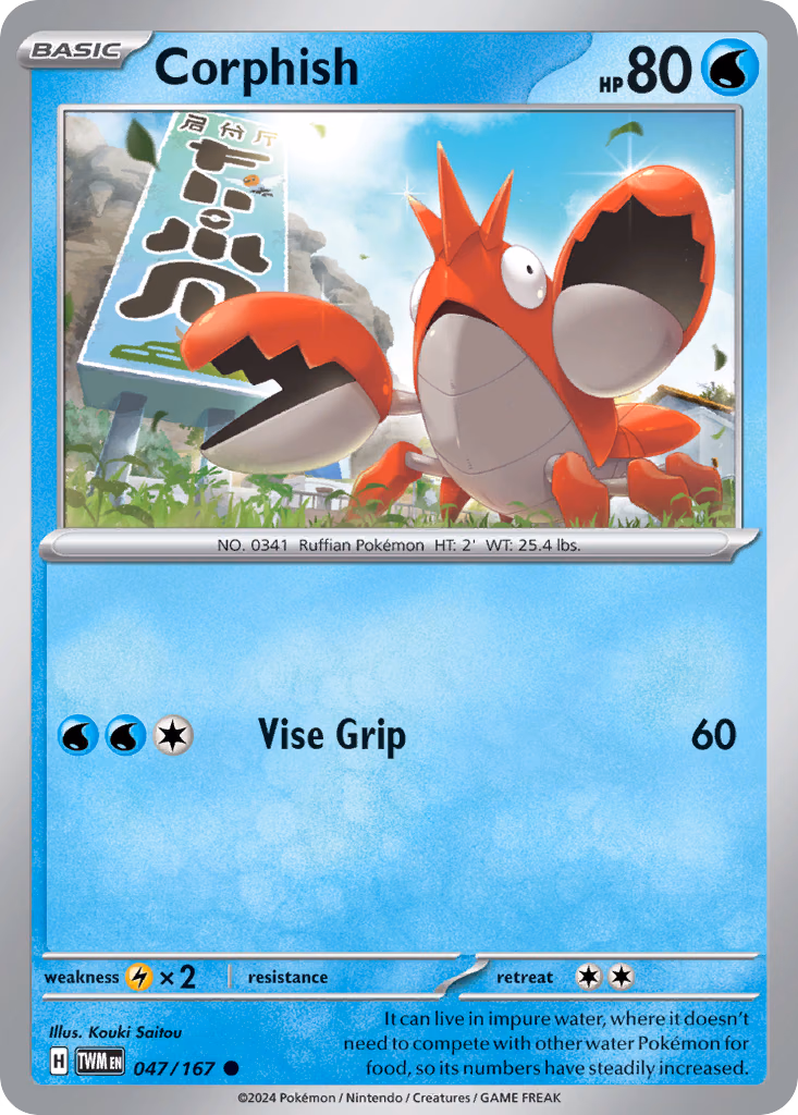 Corphish Pokemon card (047/167, Twilight Masquerade)