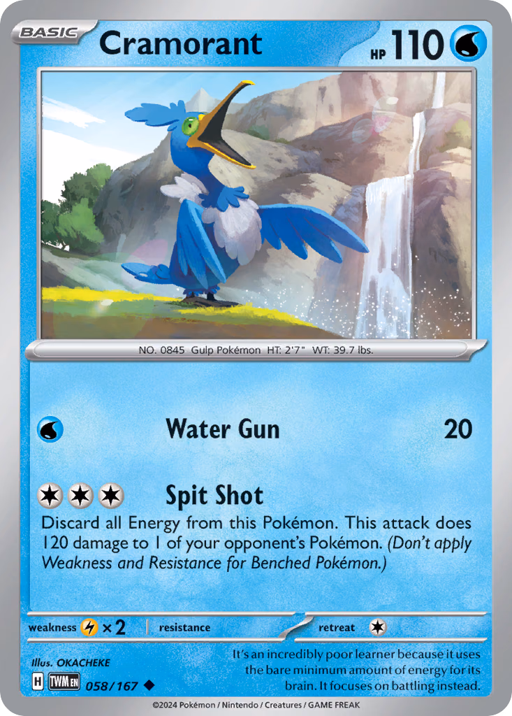 Cramorant Pokemon card (058/167, Twilight Masquerade)