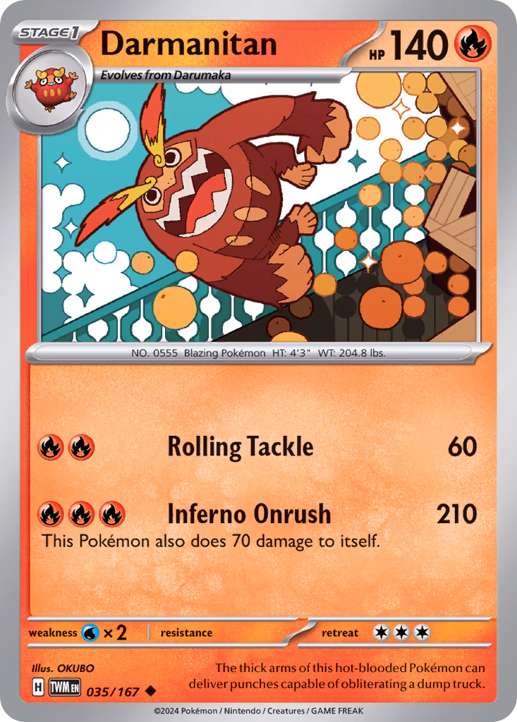 Darmanitan Pokemon card (035/167, Twilight Masquerade)