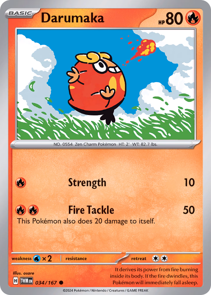 Darumaka Pokemon card (034/167, Twilight Masquerade)