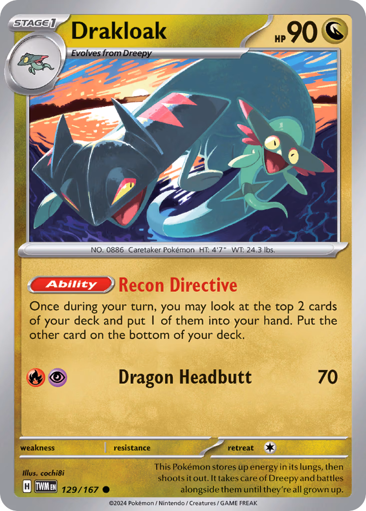 Drakloak Pokemon card (129/167, Twilight Masquerade)