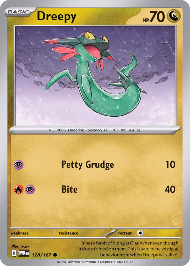 Dreepy Pokemon card (128/167, Twilight Masquerade)