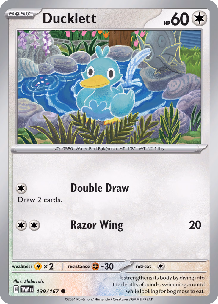 Ducklett Pokemon card (139/167, Twilight Masquerade)