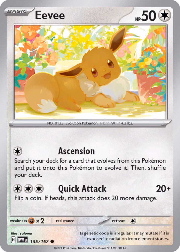 Eevee Pokemon card (135/167, Twilight Masquerade)