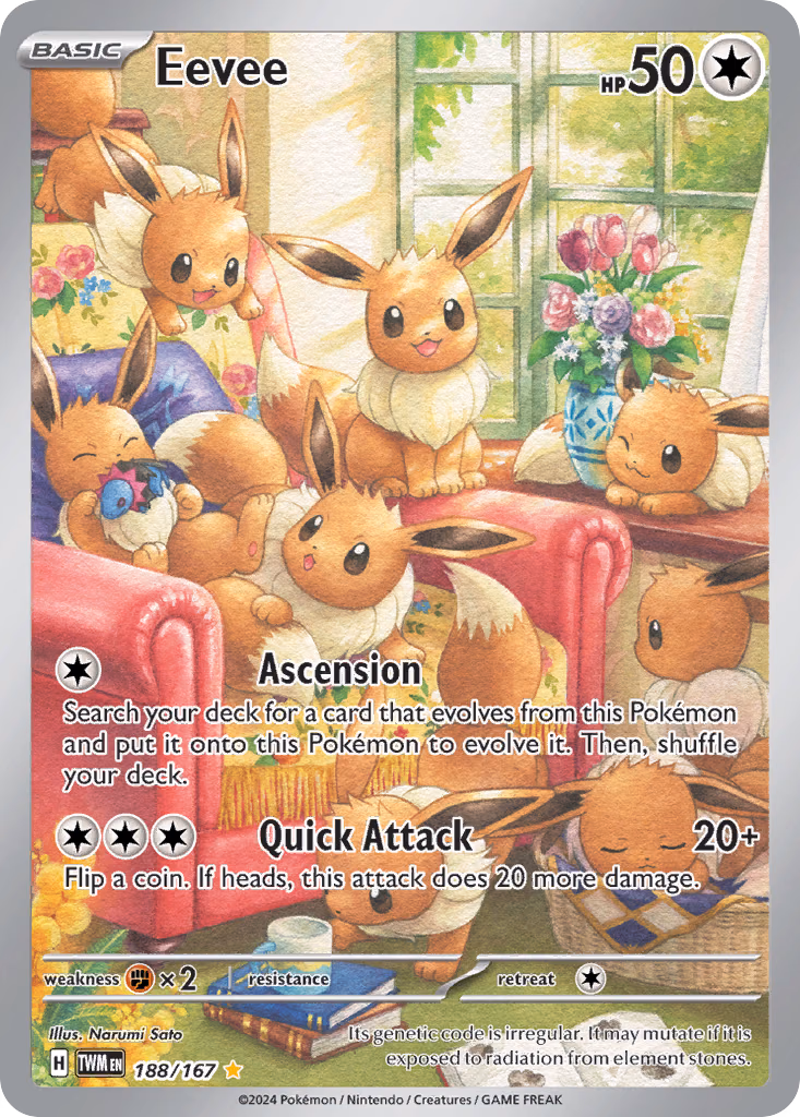 Eevee Pokemon card (188/167, Twilight Masquerade)