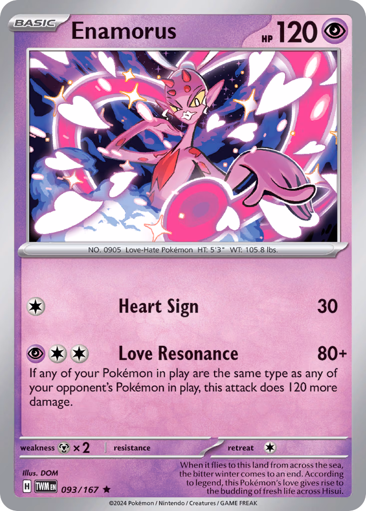 Enamorus Pokemon card (093/167, Twilight Masquerade)