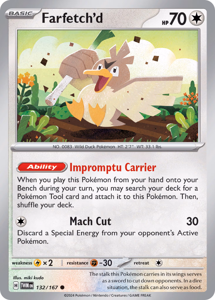 Farfetch'd Pokemon card (132/167, Twilight Masquerade)
