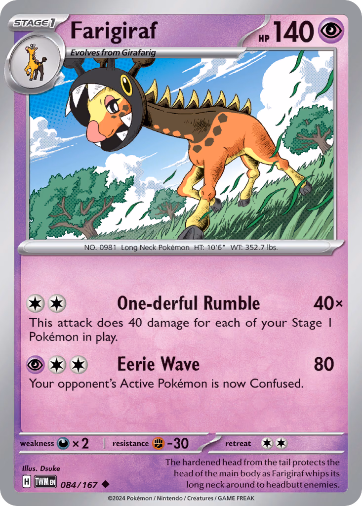 Farigiraf Pokemon card (084/167, Twilight Masquerade)