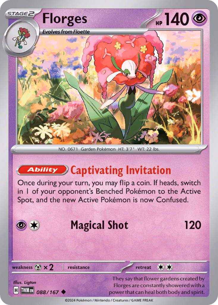 Florges Pokemon card (088/167, Twilight Masquerade)