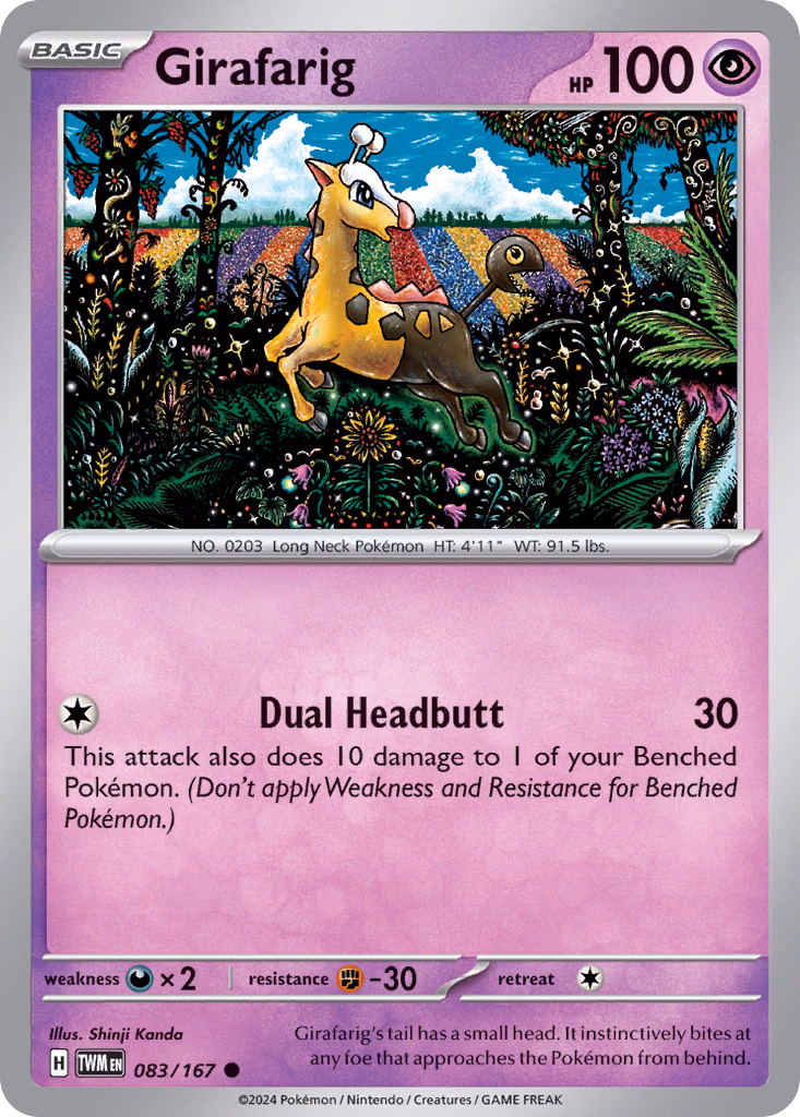 Girafarig Pokemon card (083/167, Twilight Masquerade)