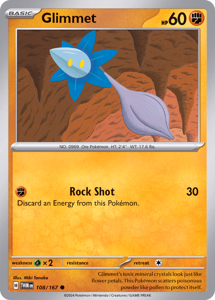 Glimmet Pokemon card (108/167, Twilight Masquerade)