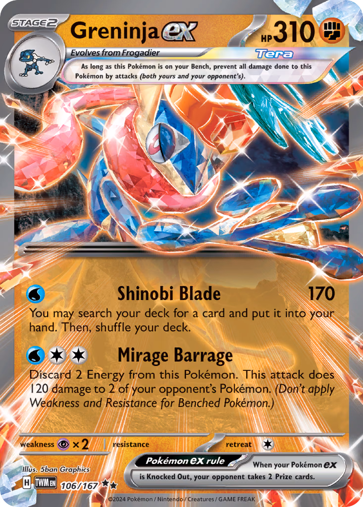 Greninja ex Pokemon card (106/167, Twilight Masquerade)