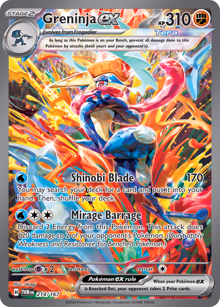 Greninja ex Pokemon card (214/167, Twilight Masquerade)