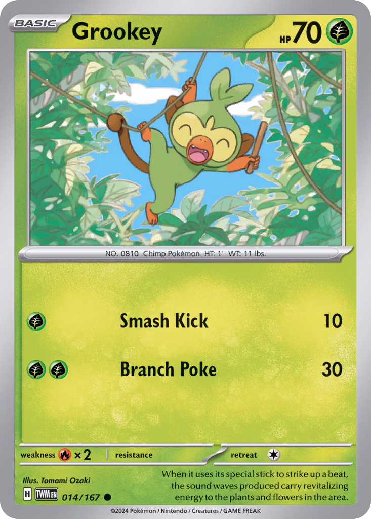 Grookey Pokemon card (014/167, Twilight Masquerade)
