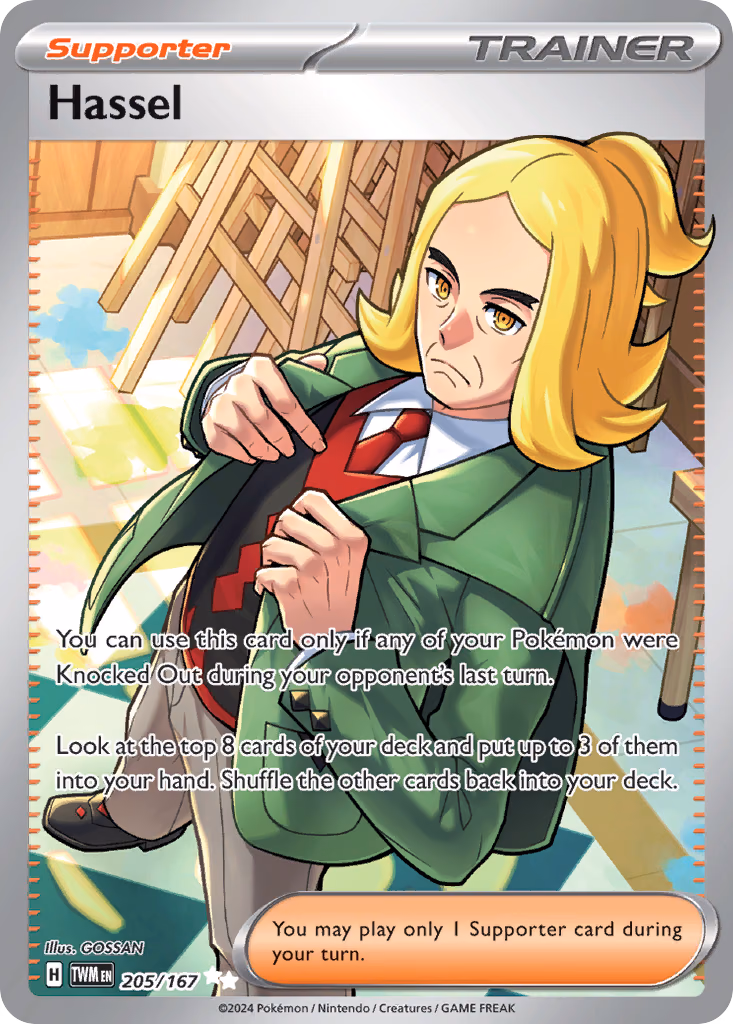 Hassel Pokemon card (205/167, Twilight Masquerade)