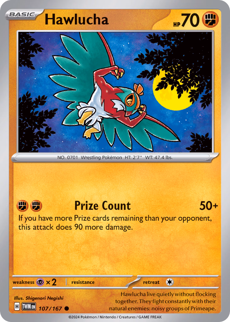 Hawlucha Pokemon card (107/167, Twilight Masquerade)