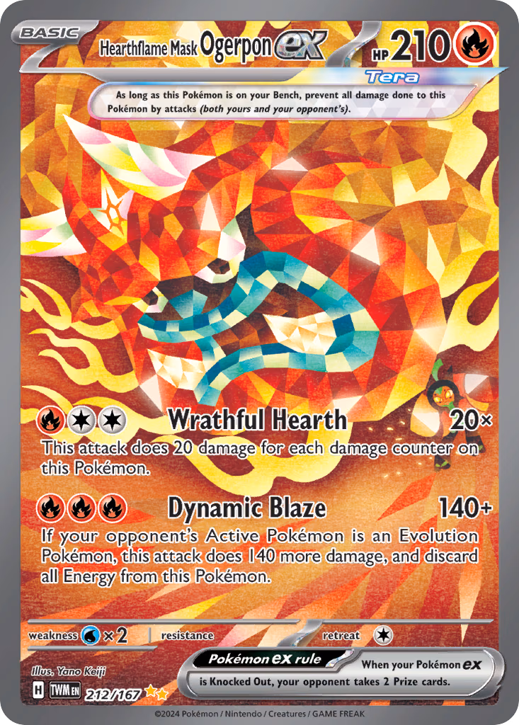 Hearthflame Mask Ogerpon ex Pokemon card (212/167, Twilight Masquerade)