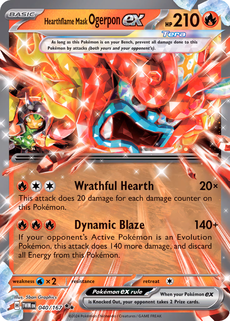 Hearthflame Mask Ogerpon ex Pokemon card (040/167, Twilight Masquerade)
