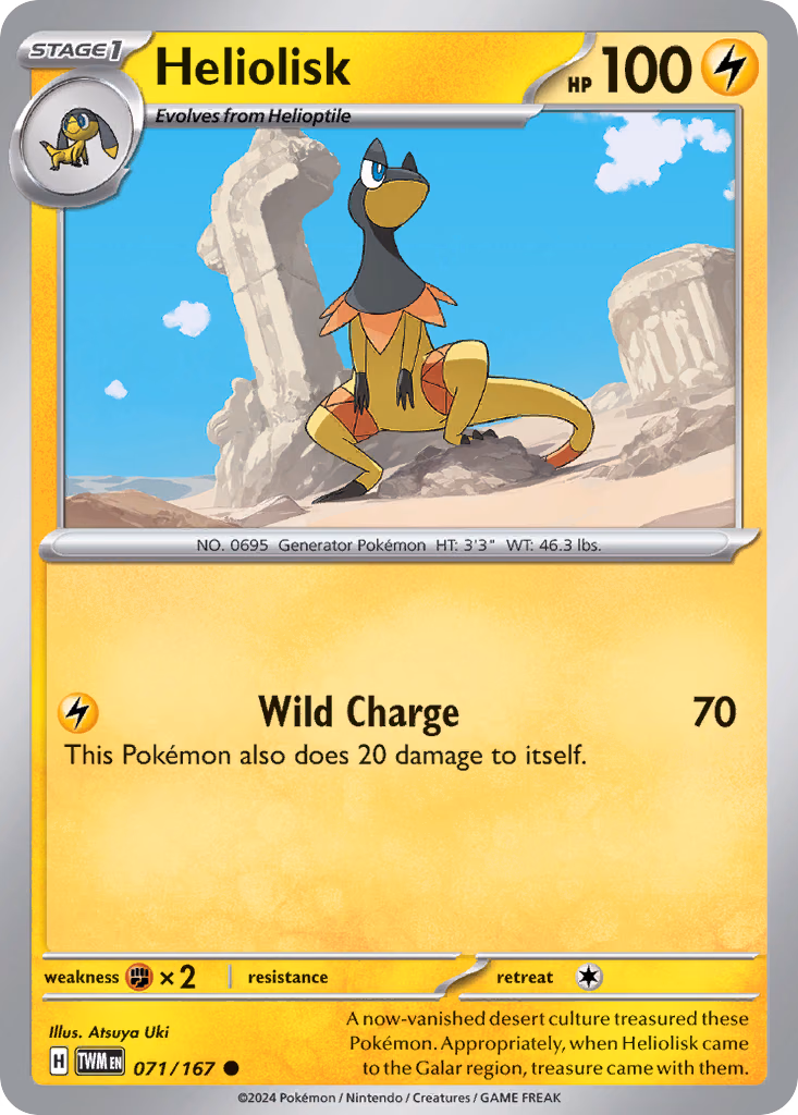 Heliolisk Pokemon card (071/167, Twilight Masquerade)