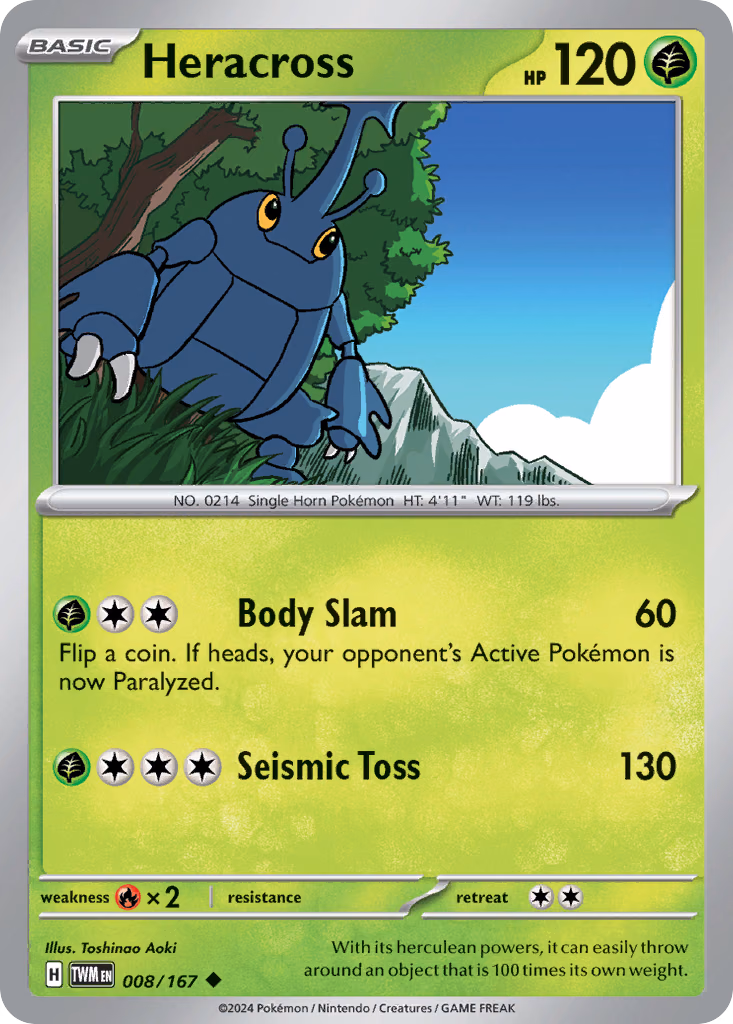 Heracross Pokemon card (008/167, Twilight Masquerade)