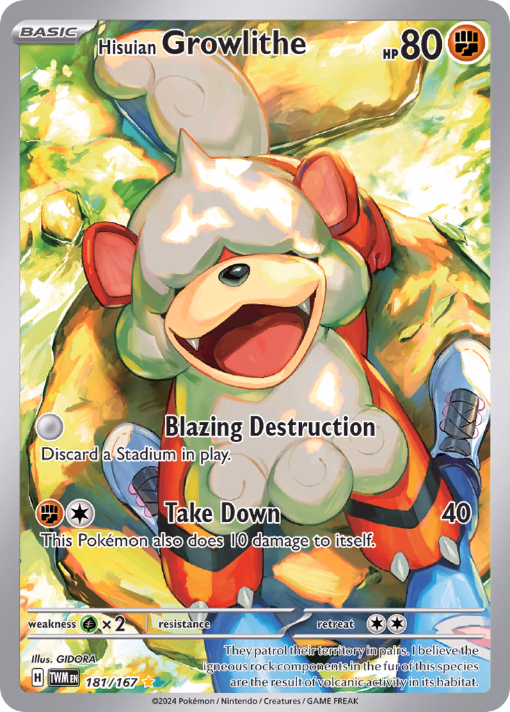 Hisuian Growlithe Pokemon card (181/167, Twilight Masquerade)