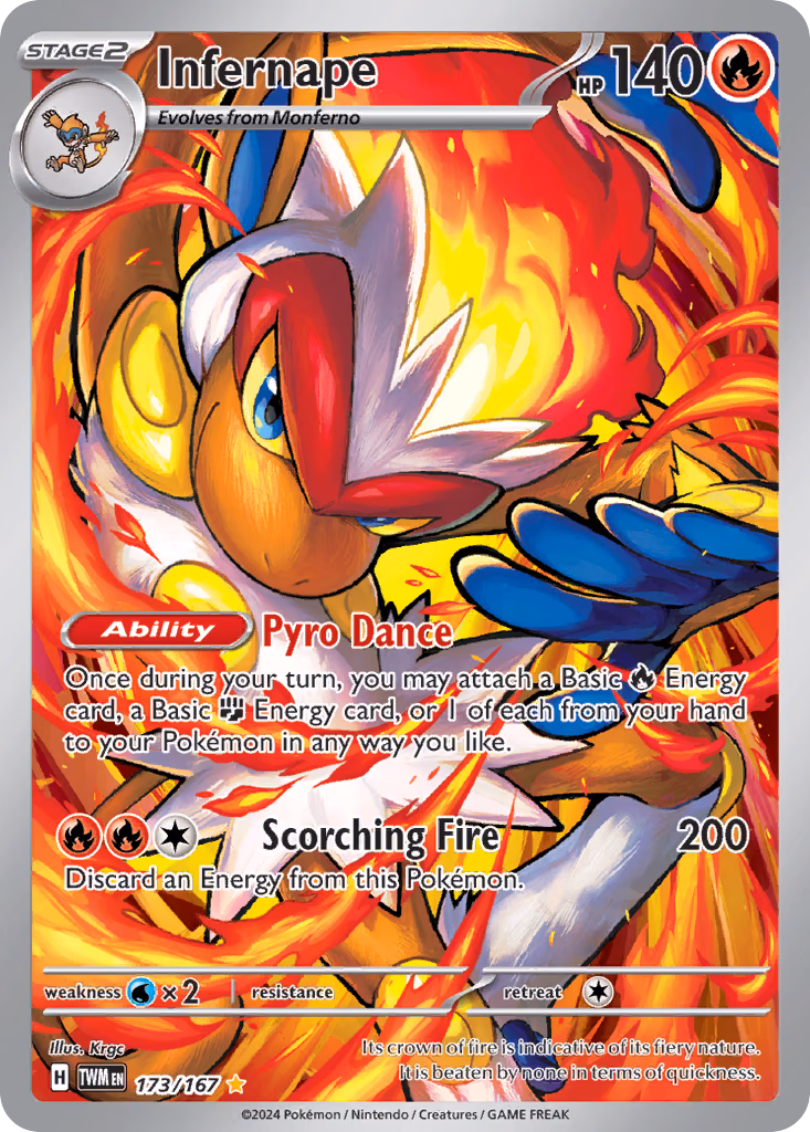 Infernape Pokemon card (173/167, Twilight Masquerade)