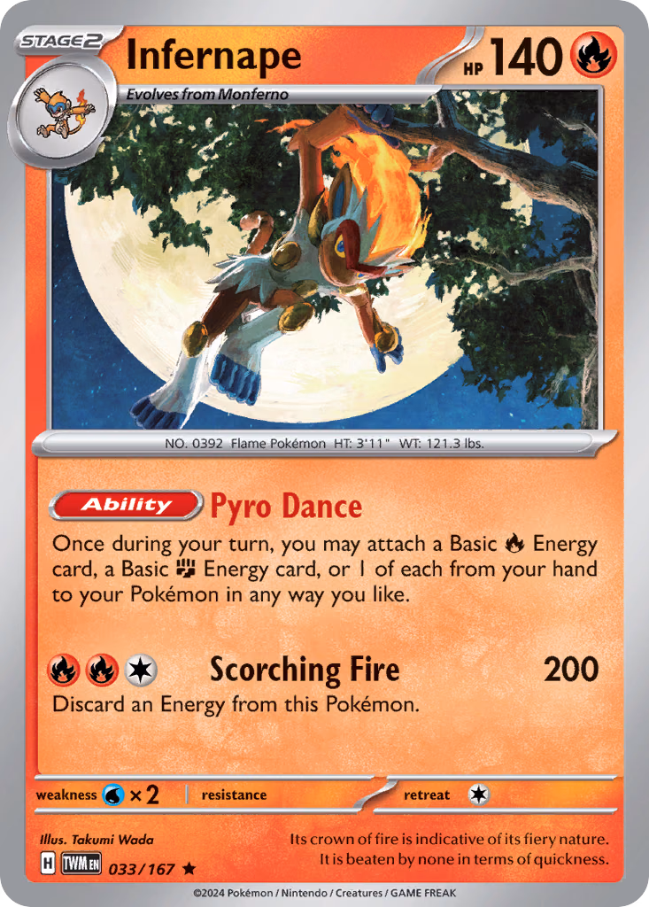 Infernape Pokemon card (033/167, Twilight Masquerade)