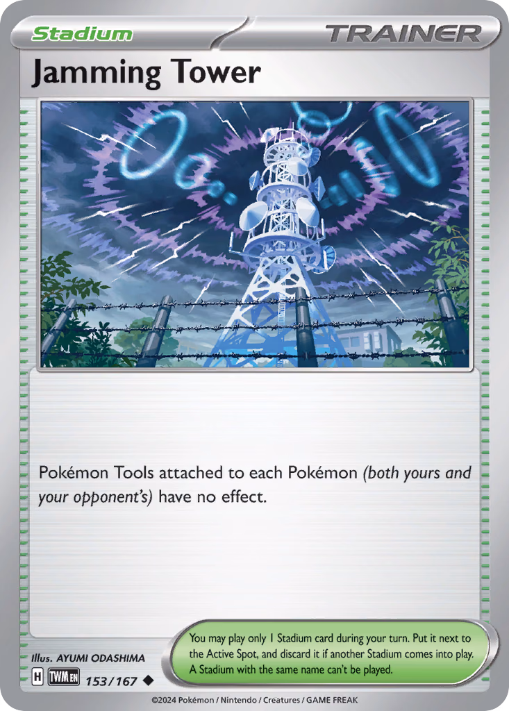 Jamming Tower Pokemon card (153/167, Twilight Masquerade)