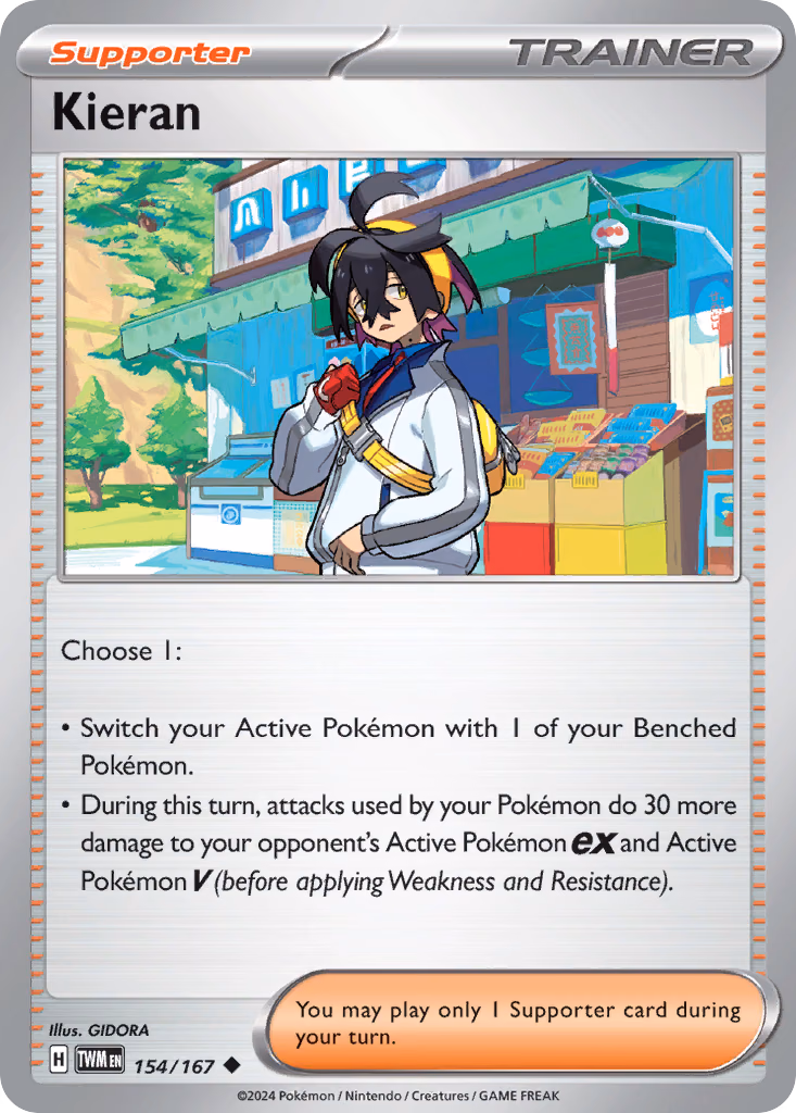 Kieran Pokemon card (154/167, Twilight Masquerade)