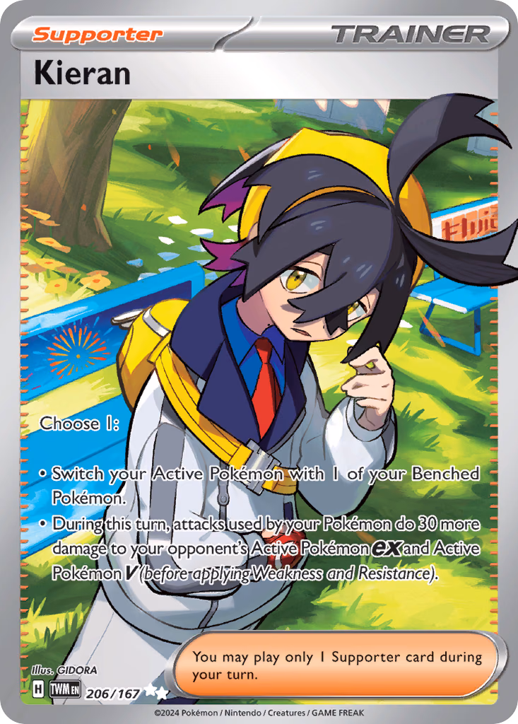 Kieran Pokemon card (206/167, Twilight Masquerade)