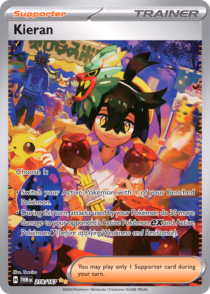 Kieran Pokemon card (218/167, Twilight Masquerade)