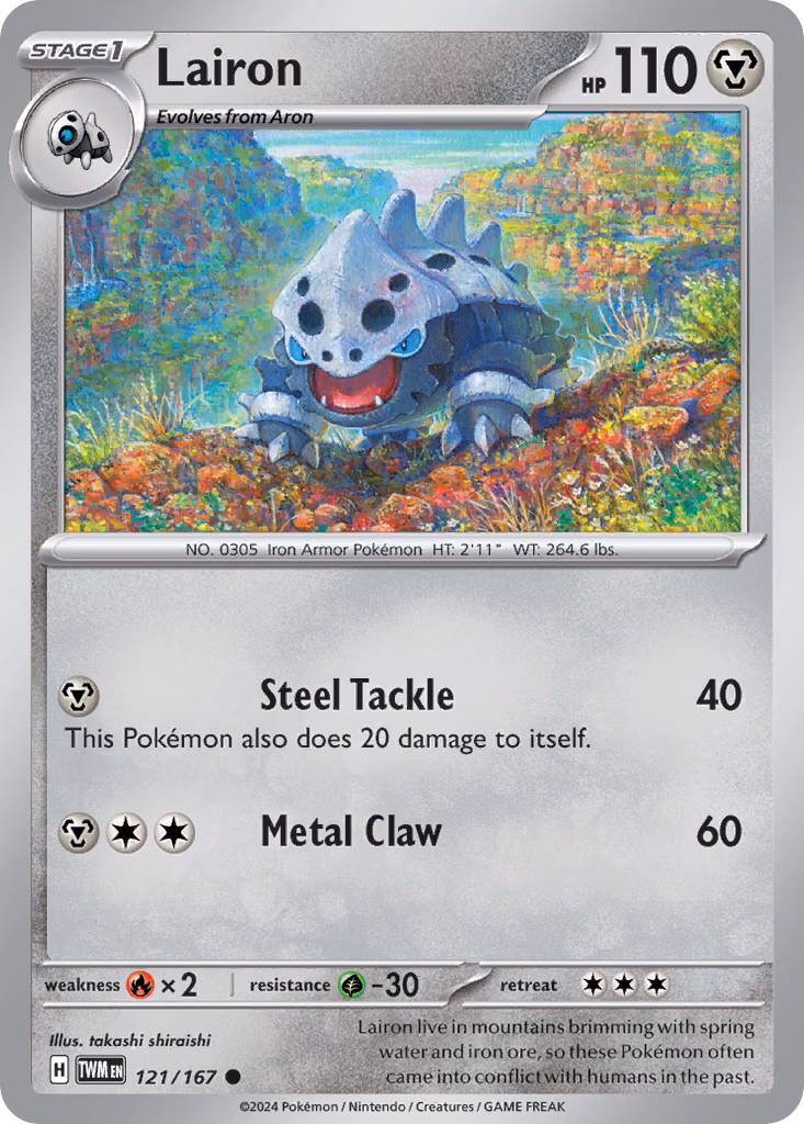 Lairon Pokemon card (121/167, Twilight Masquerade)