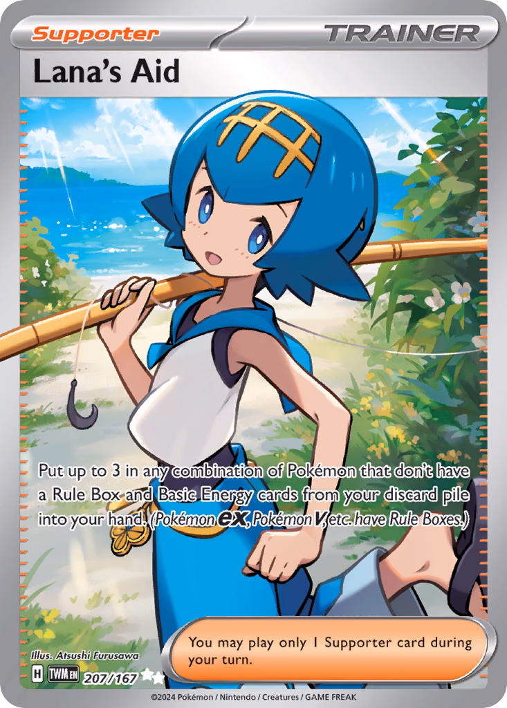 Lana's Aid Pokemon card (207/167, Twilight Masquerade)