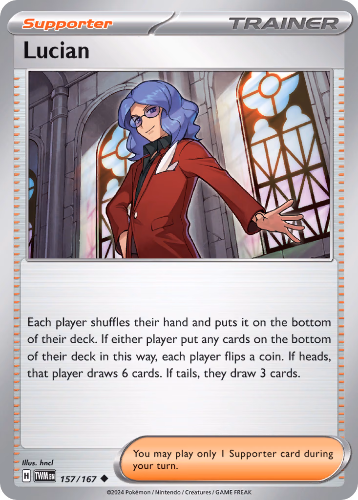Lucian Pokemon card (157/167, Twilight Masquerade)