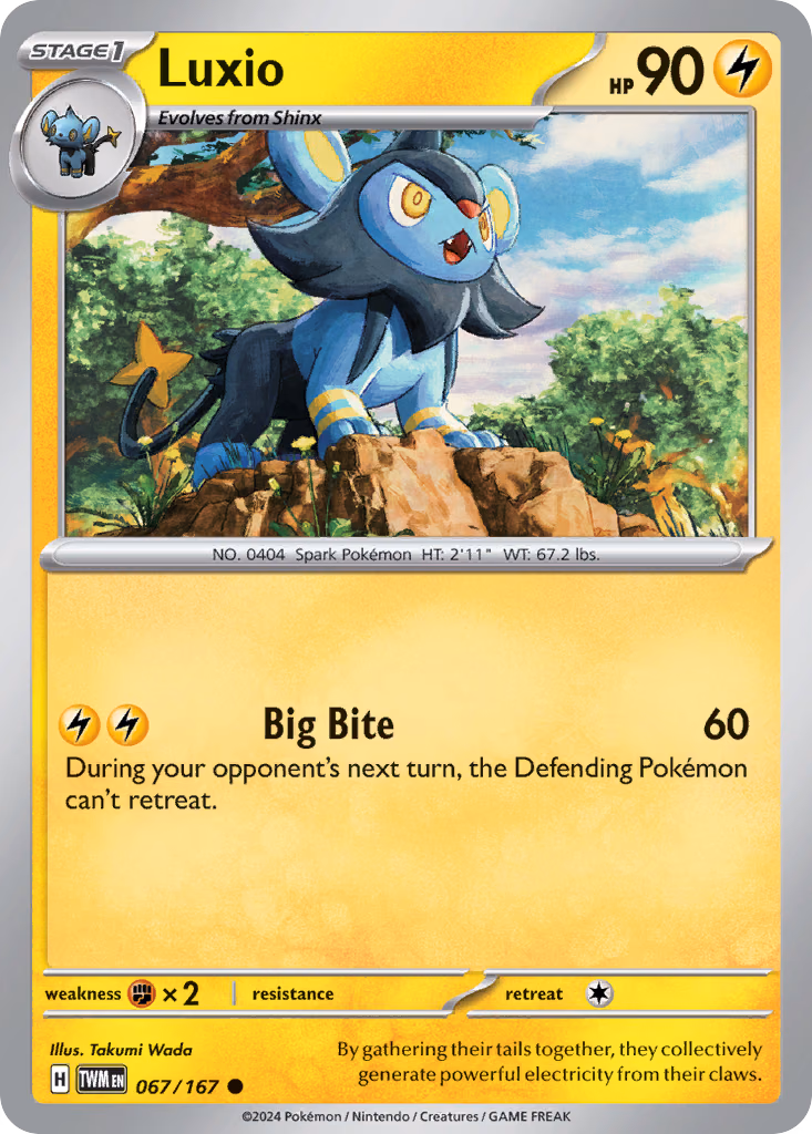 Luxio Pokemon card (067/167, Twilight Masquerade)