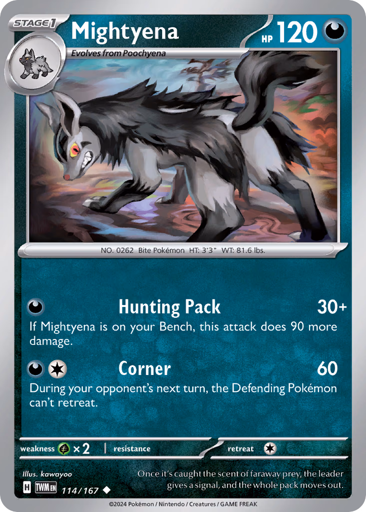 Mightyena Pokemon card (114/167, Twilight Masquerade)