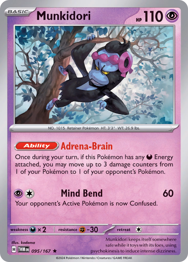 Munkidori Pokemon card (095/167, Twilight Masquerade)