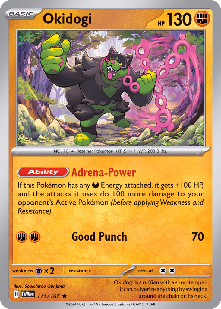 Okidogi Pokemon card (111/167, Twilight Masquerade)