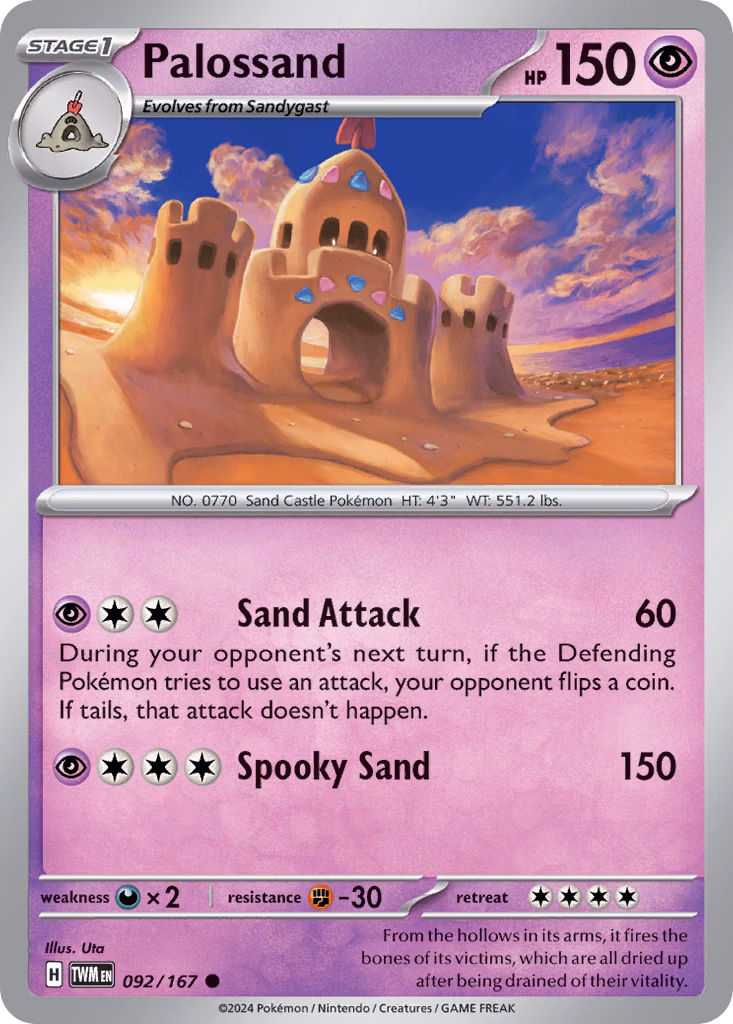 Palossand Pokemon card (092/167, Twilight Masquerade)