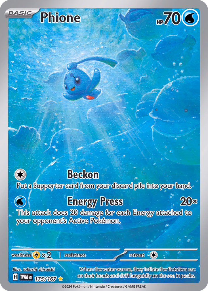 Phione Pokemon card (175/167, Twilight Masquerade)