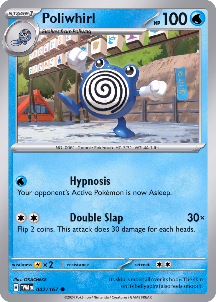 Poliwhirl Pokemon card (042/167, Twilight Masquerade)