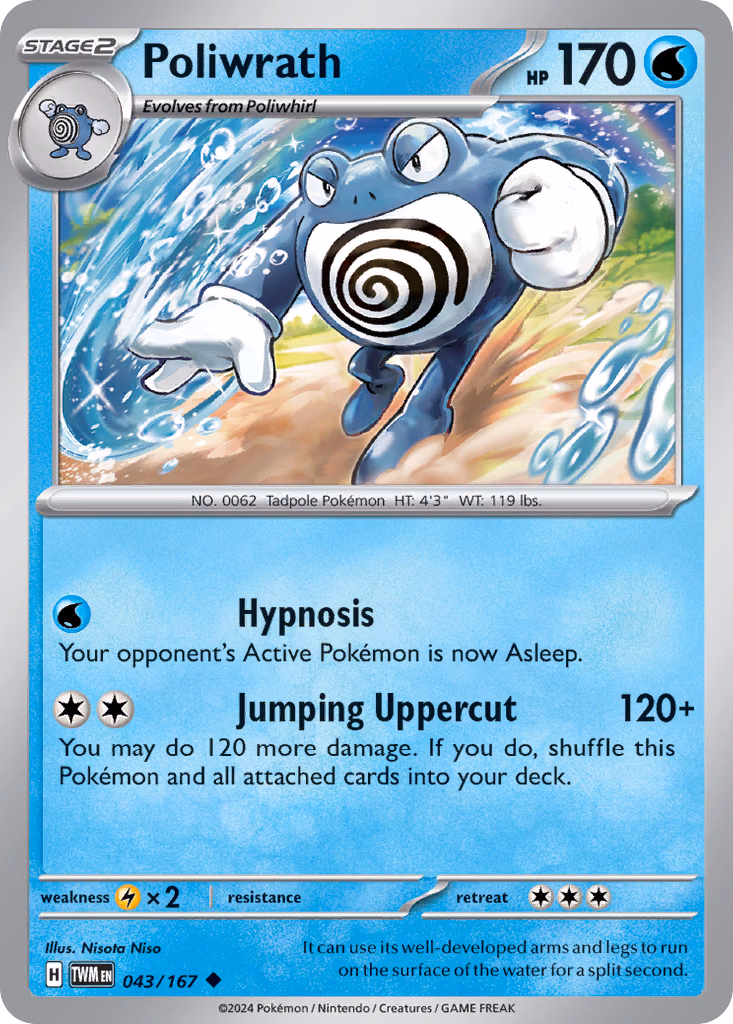 Poliwrath Pokemon card (043/167, Twilight Masquerade)