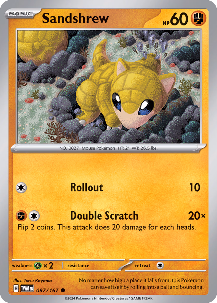 Sandshrew Pokemon card (097/167, Twilight Masquerade)
