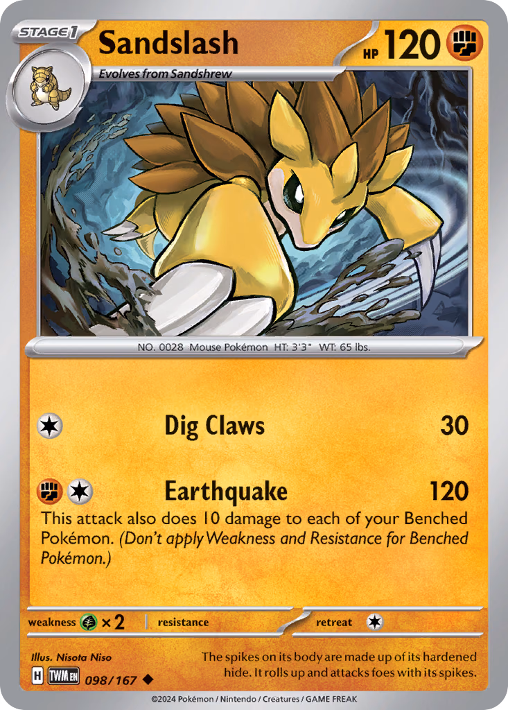 Sandslash Pokemon card (098/167, Twilight Masquerade)