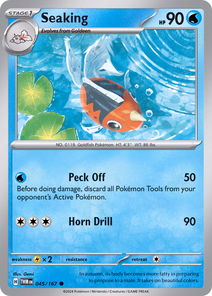 Seaking Pokemon card (045/167, Twilight Masquerade)