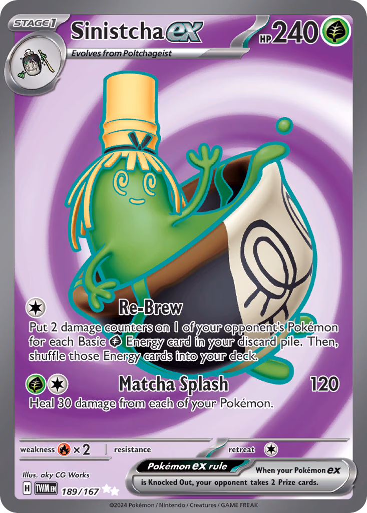 Sinistcha ex Pokemon card (189/167, Twilight Masquerade)