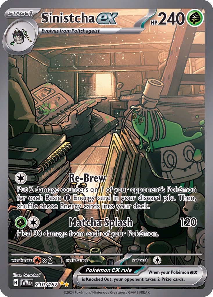 Sinistcha ex Pokemon card (210/167, Twilight Masquerade)