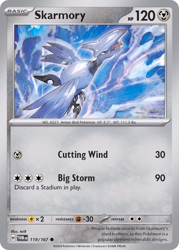 Skarmory Pokemon card (119/167, Twilight Masquerade)