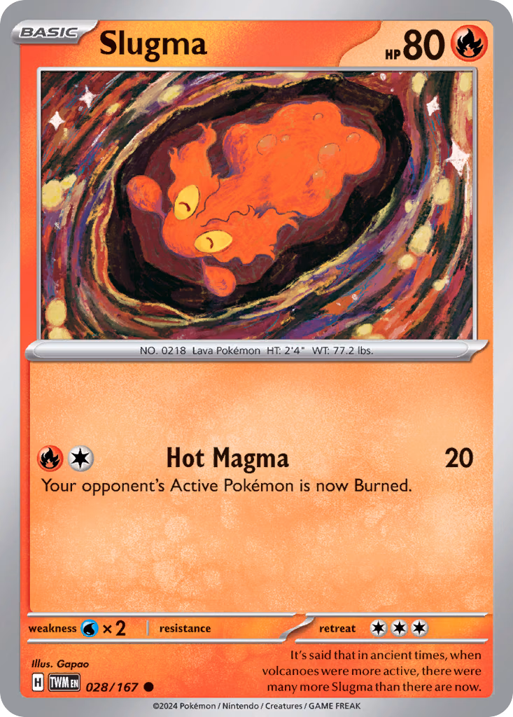 Slugma Pokemon card (028/167, Twilight Masquerade)