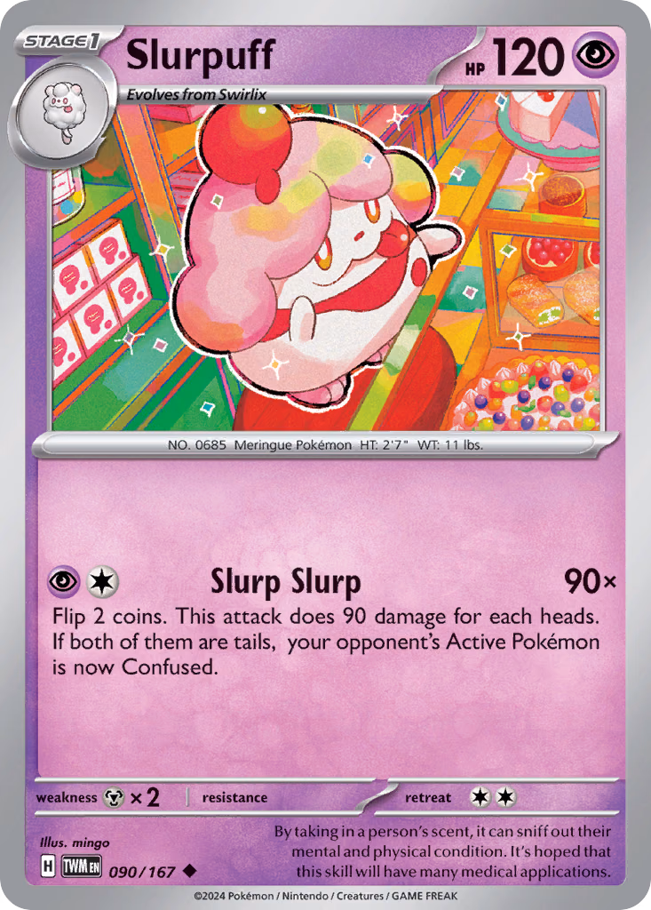 Slurpuff Pokemon card (090/167, Twilight Masquerade)